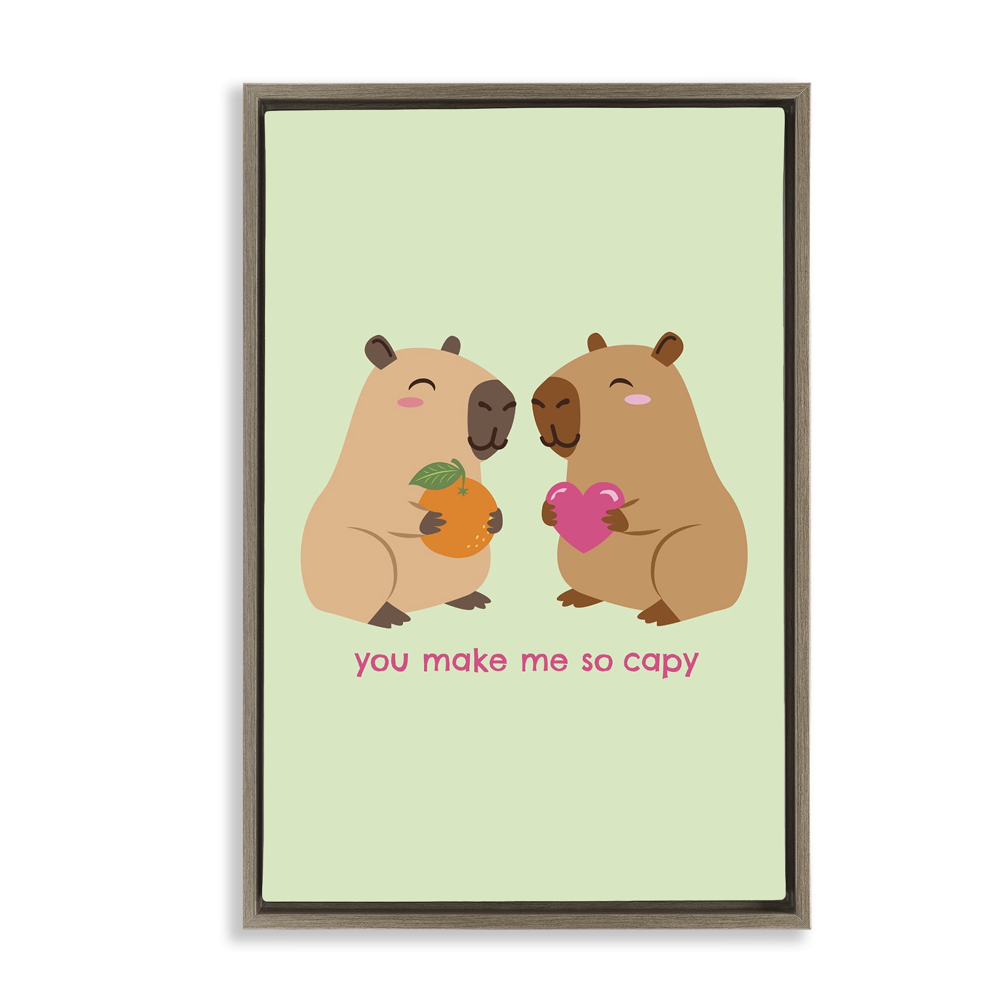 You Make Me So Capy Brown Framed Floater Canvas Wall Art, design by Emily Dumas