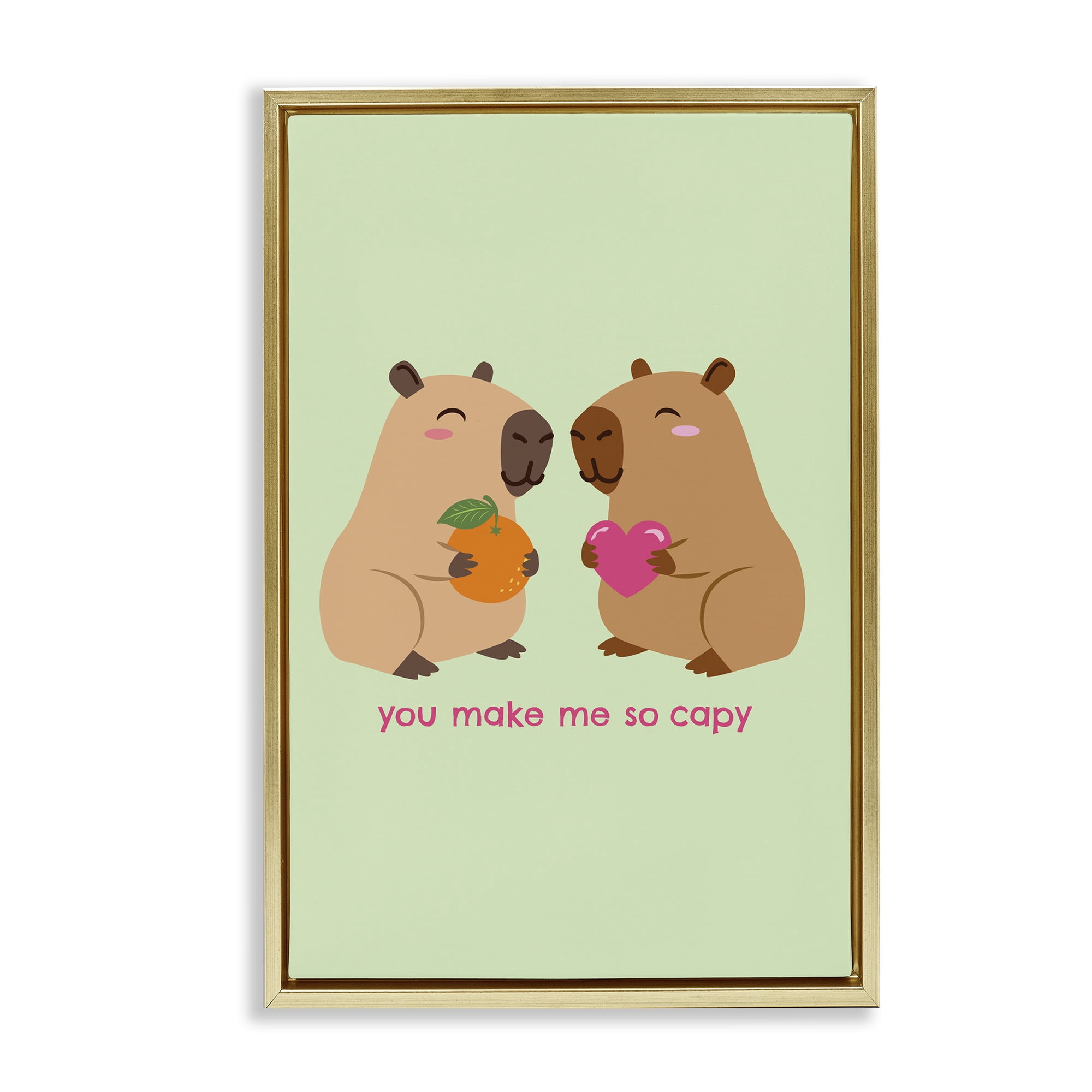 You Make Me So Capy Gold Framed Floater Canvas Wall Art, design by Emily Dumas