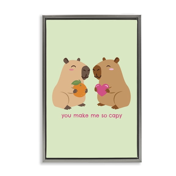 You Make Me So Capy Gray Framed Floater Canvas Wall Art, design by Emily Dumas