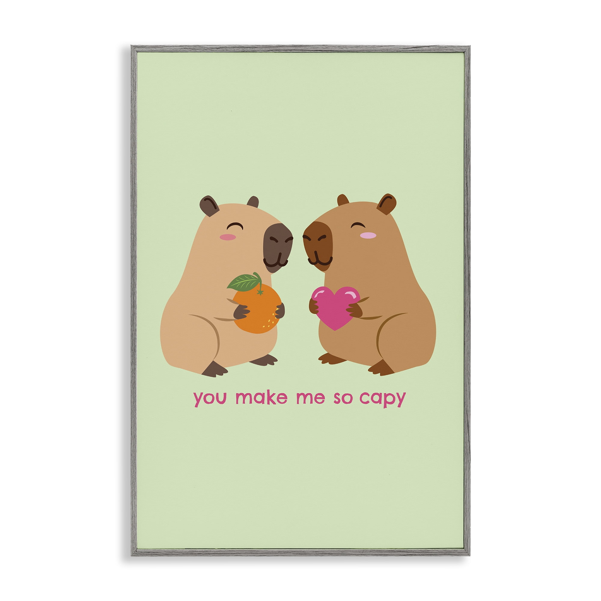 You Make Me So Capy Gray Framed Giclee Art, design by Emily Dumas