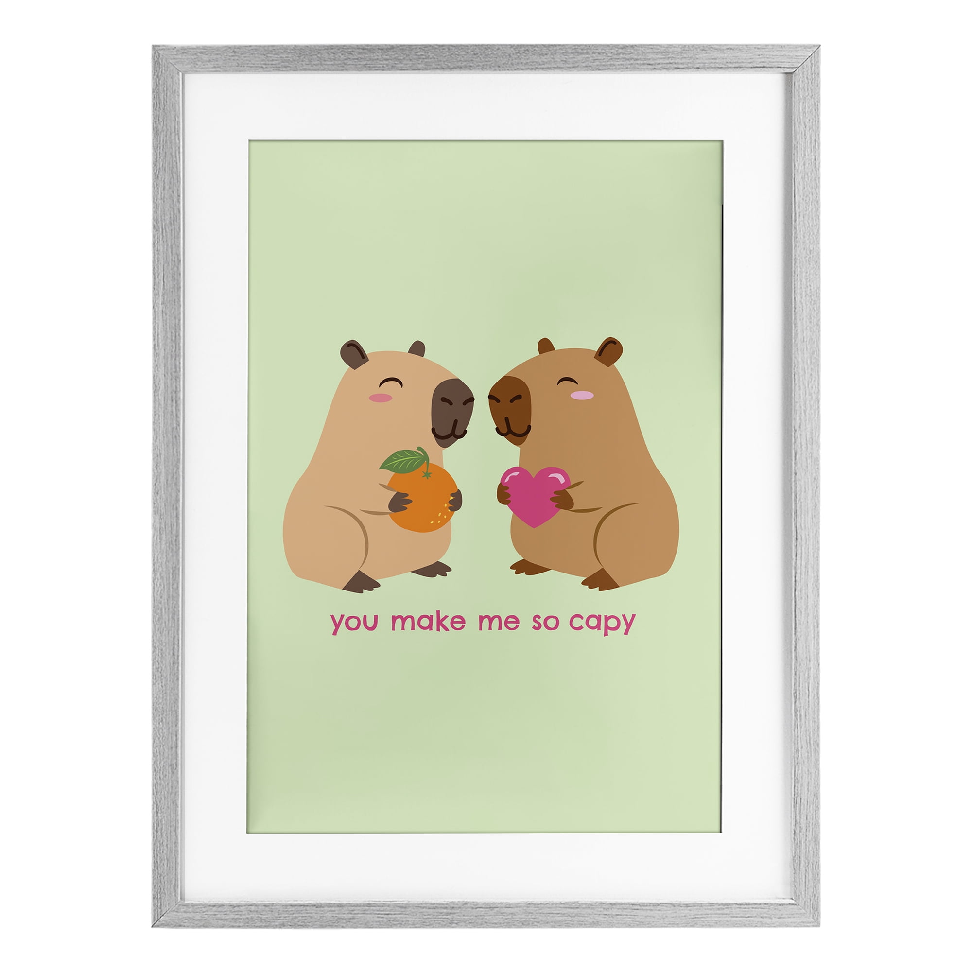 You Make Me So Capy Gray Framed Print Under Glass, design by Emily Dumas