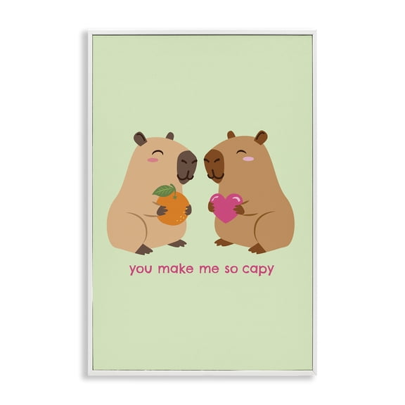 You Make Me So Capy White Framed Giclee Art, design by Emily Dumas