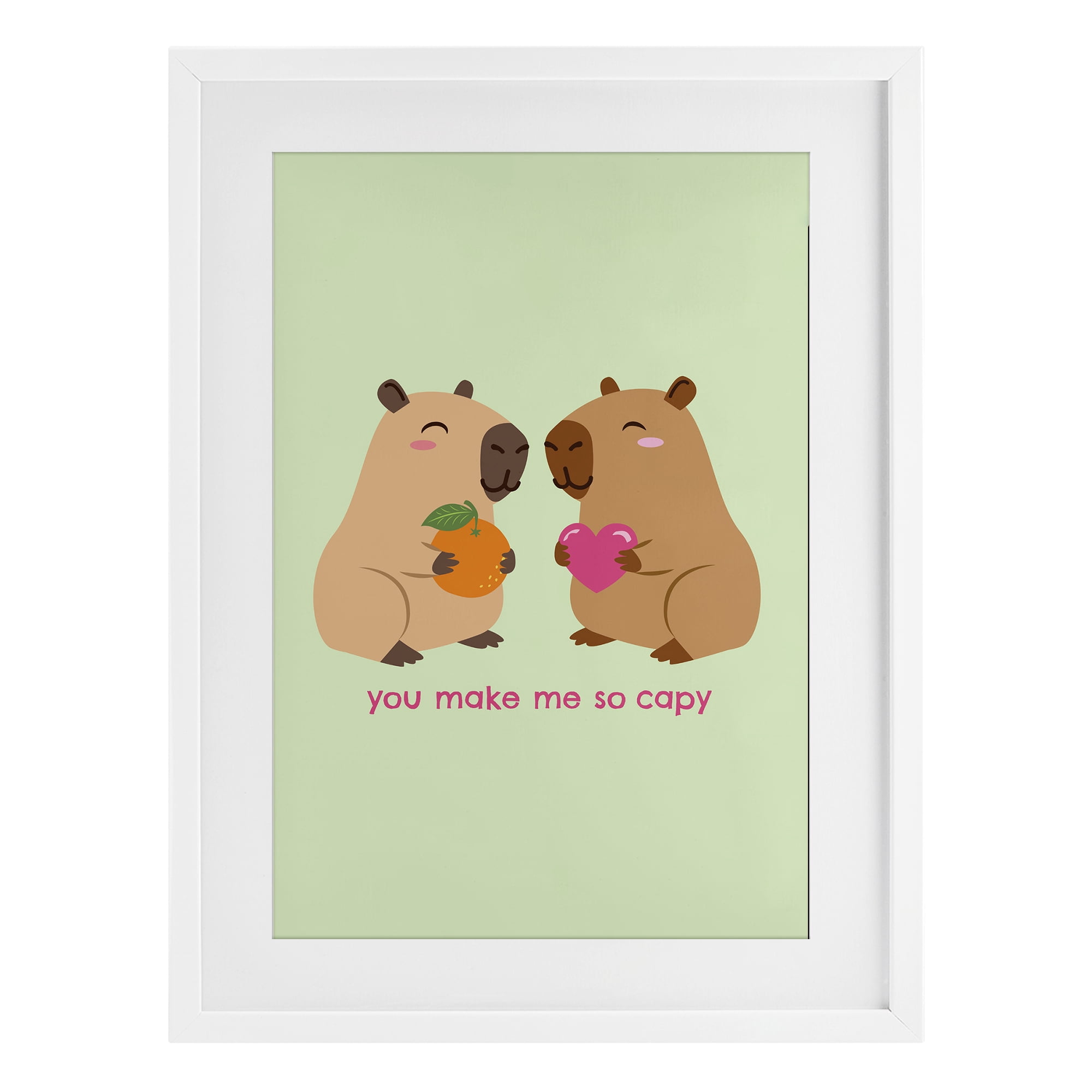 You Make Me So Capy White Framed Print Under Glass, design by Emily Dumas