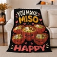 thumbnail image 1 of You Make Miso Happy Kawaii Soup Bowls Pun, Playful Artistic Scene, Warm Flannel Blanket for Sunroom and Reading Nook, Garden Lovers Valentine's Day Gift, Playful Home Decor, 1 of 9