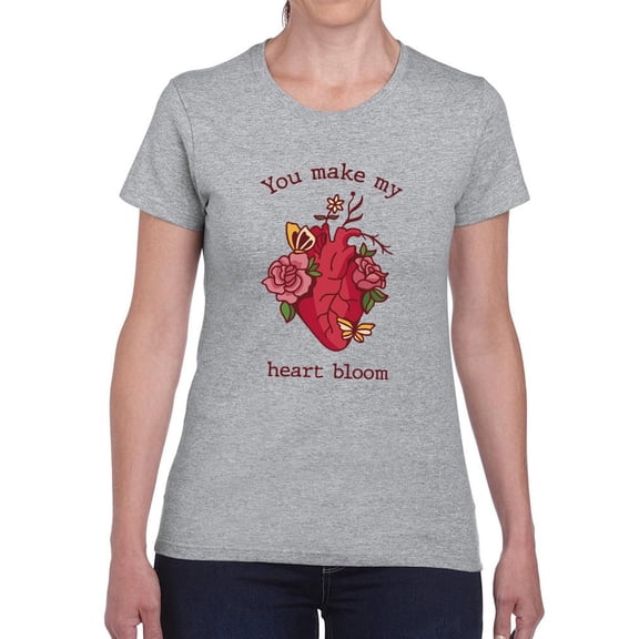You Make My Heart Bloom Art T-Shirt Women -Smartprints Designs, Female x-Large