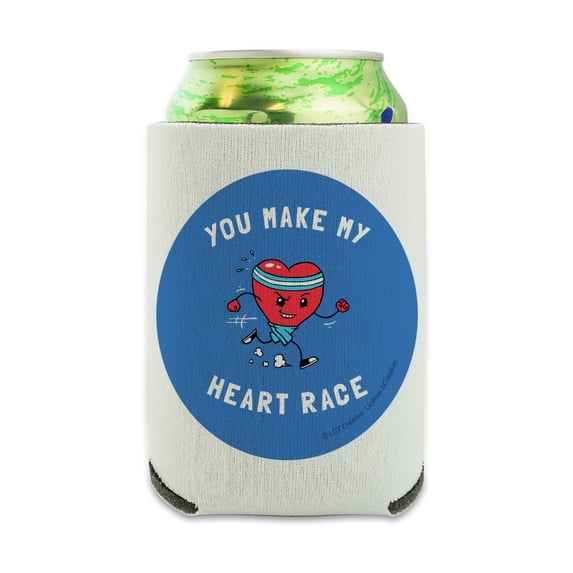 You Make My Heart Race Funny Humor Can Cooler - Drink Sleeve Hugger Collapsible Insulator - Beverage Insulated Holder