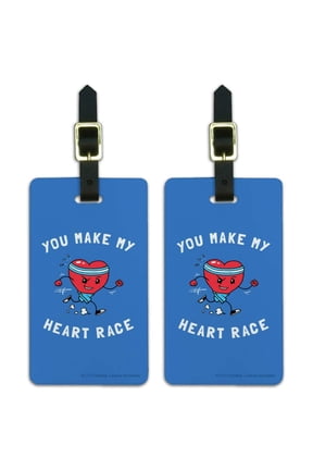 You Make My Heart Race Funny Humor Luggage ID Tags Suitcase Carry-On Cards - Set of 2