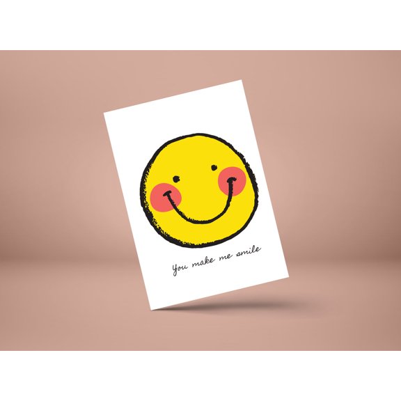 You Make Me Smile Greeting Card Cheerful Smiley Face Design Blank Inside Perfect for Encouragement, Birthdays, or Just Because Envelope Included