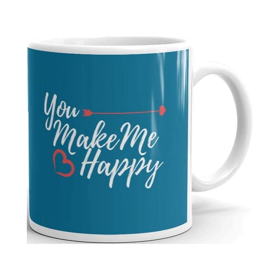 You Make me Happy Happy Coffee Tea Ceramic Mug Office Work Cup Gift 15oz