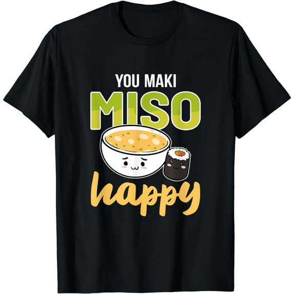 You Maki Miso Happy Sushi Sketch Anime Figure Ramen Manga T-Shirt