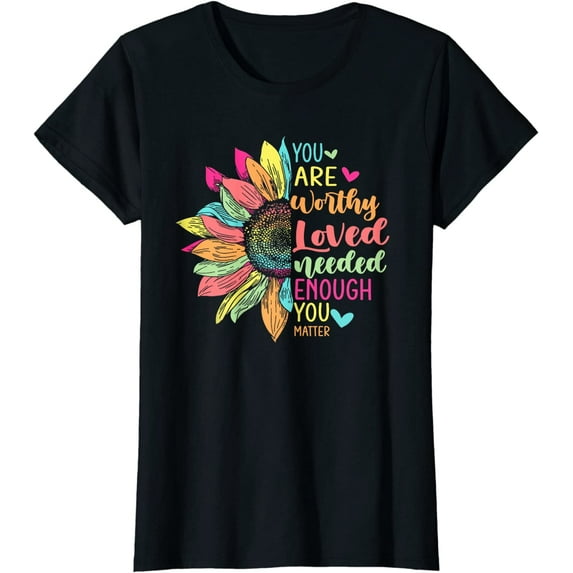 You Matter Be Kind Flower Self Care Mental Health Awareness Women T-Shirt Black Small