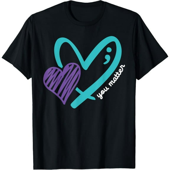 You Matter Heart Semicolon 988 Suicide Prevention T-Shirt