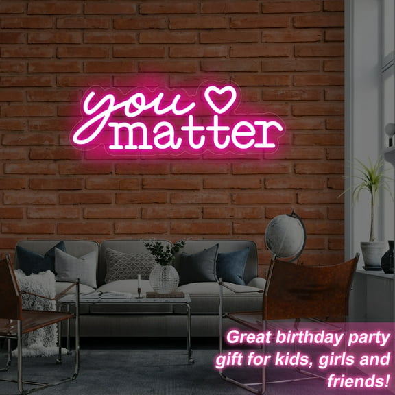 You Matter Neon Sign for Wall Decor, Positive Affirmation Art, Classroom Office Decor, Gift for Teacher, Encouraging Light, Pink Led Light for Bedroom, Club, Gifts For Birthday, Christmas Party Girls