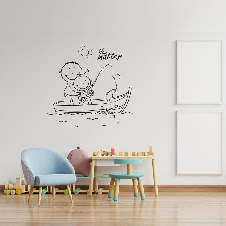 You Matter Quote Fishing Sailing Sailor Sail Boat Ocean Sea Silhouette  Vinyl Design Wall Sticker Wall Art Wall Decal Boy Girl Kid Room Bedroom  Sailor Home Decor Stickers Decoration Size (20x20 inch) 
