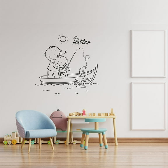 You Matter Quote Fishing Sailing Sailor Sail Boat Ocean Sea Silhouette Vinyl Design Wall Sticker Wall Art Wall Decal Boy Girl Kid Room Bedroom Sailor Home Decor Stickers Decoration Size (20x20 inch)