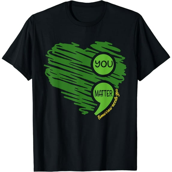 You Matter Semicolon Heart Retro Mental Health Awareness T-Shirt