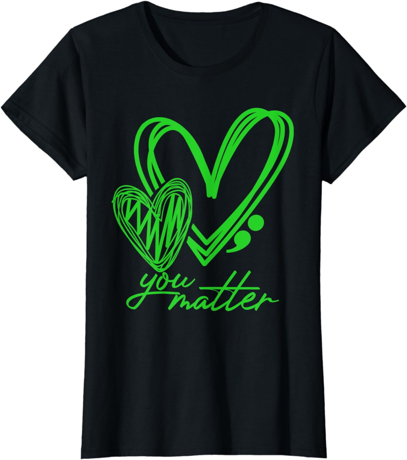 You Matter Semicolon Heart Retro Mental Health Awareness T-Shirt ...