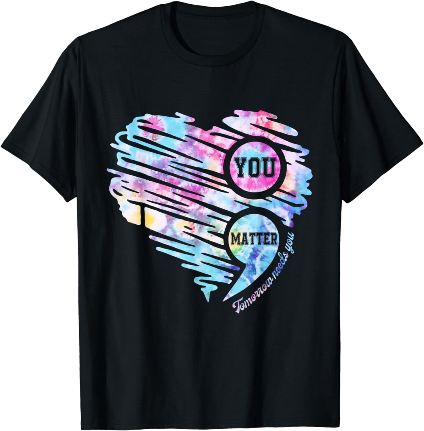 You Matter Semicolon Heart Retro Mental Health Awareness T-Shirt ...
