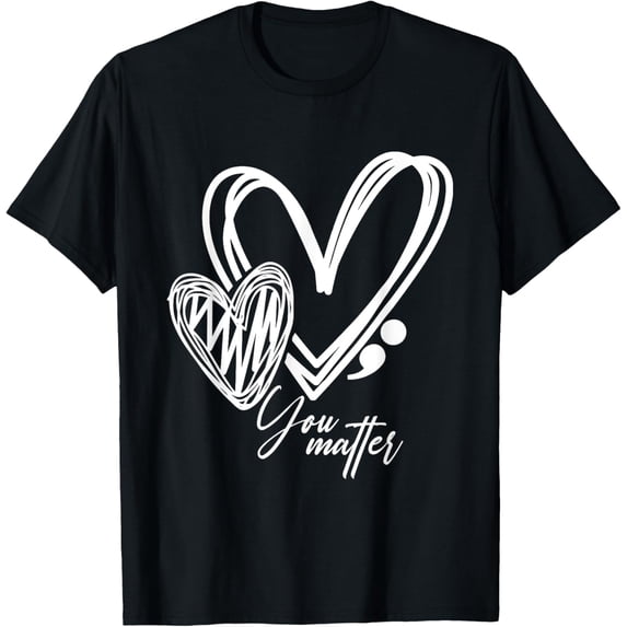 You Matter Semicolon Heart Retro Mental Health Awareness T-Shirt