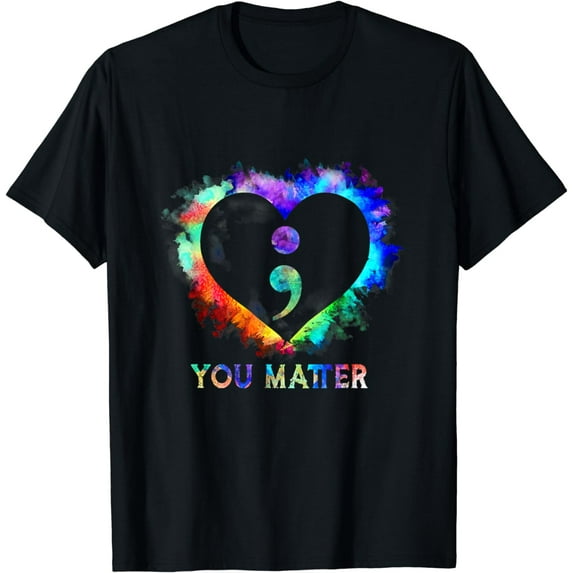 You Matter Suicide Prevention Awareness Semicolon Heart T-Shirt
