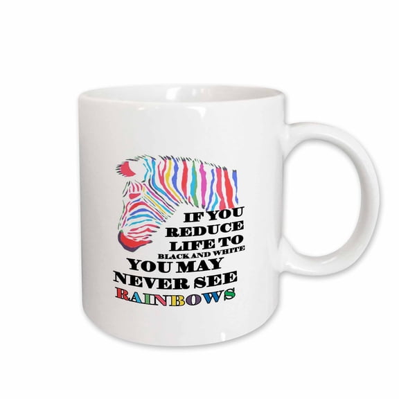 3drose, You May Never See Rainbows Zebra Vector Art, 11oz Mug
