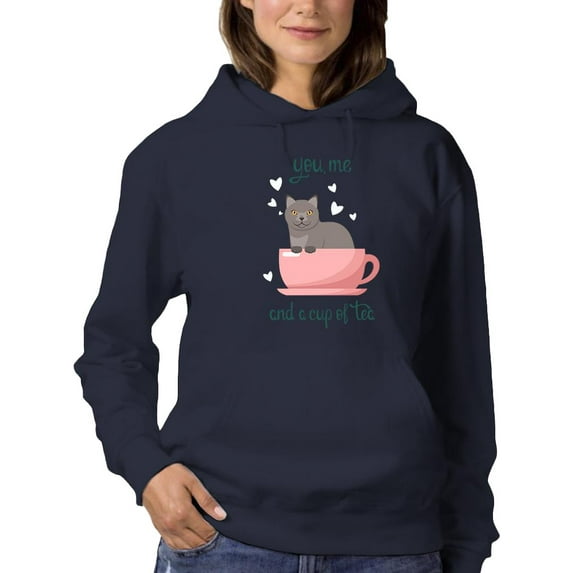 You, Me And A Cup Of Tea. Hoodie Women -Image by Shutterstock, Female Medium