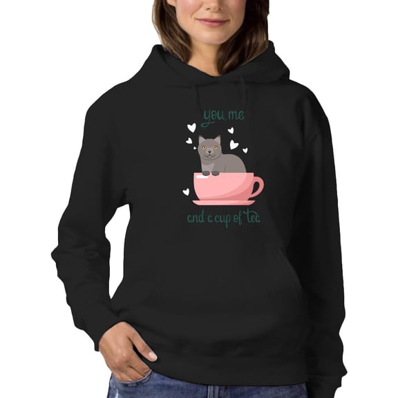 You, Me And A Cup Of Tea. Hoodie Women -Image by Shutterstock, Female x-Large