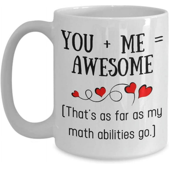 You + Me = Awesome Coffee Mug Gift Idea For Him Her Lover Boyfriend Girlfriend Lover Valentine Day Tea Cup Christmas Xmas