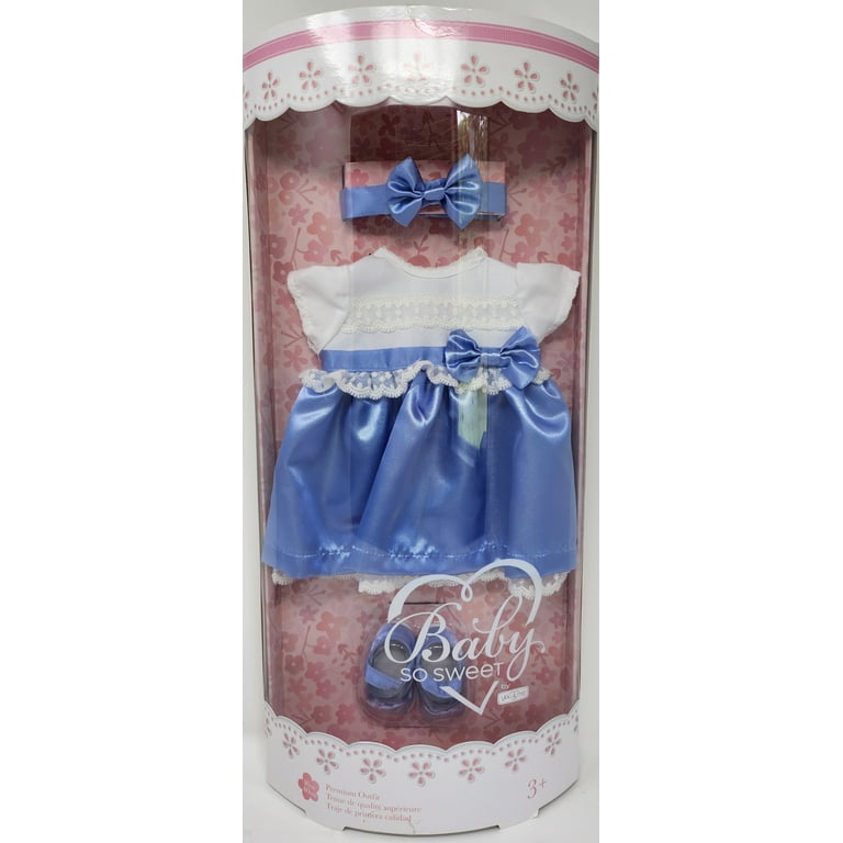 You & Me Baby So Sweet Premium Doll Outfit - Blue Dress with White