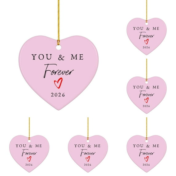 You & Me Forever" Pink Heart Acrylic Ornament (5-Pack) - 3.14in Valentine's Day Decor, Couple Keepsake for Newlyweds & Anniversary,Pink