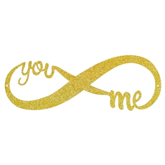 You & Me Infinity Glitter Metal Wall Sign - 12" x 4" Gold