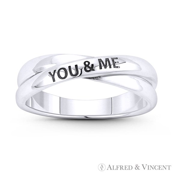 "You & Me" Love & Loyalty Promise Right-Hand Stackable Ring in .925 Sterling Silver