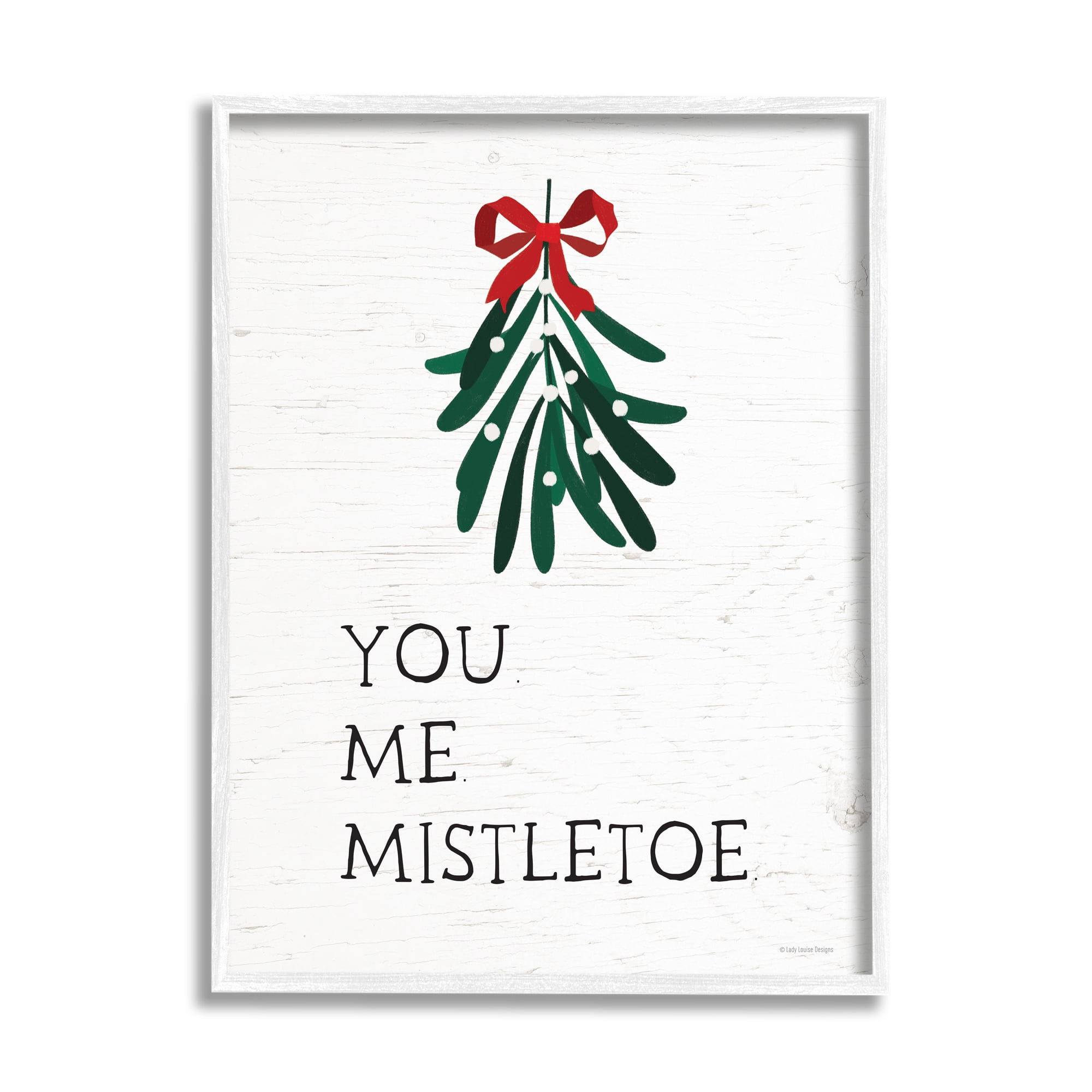 You Me Mistletoe Rustic Pattern Holiday Quote Inspirational Graphic Art Framed Art Print Wall Art