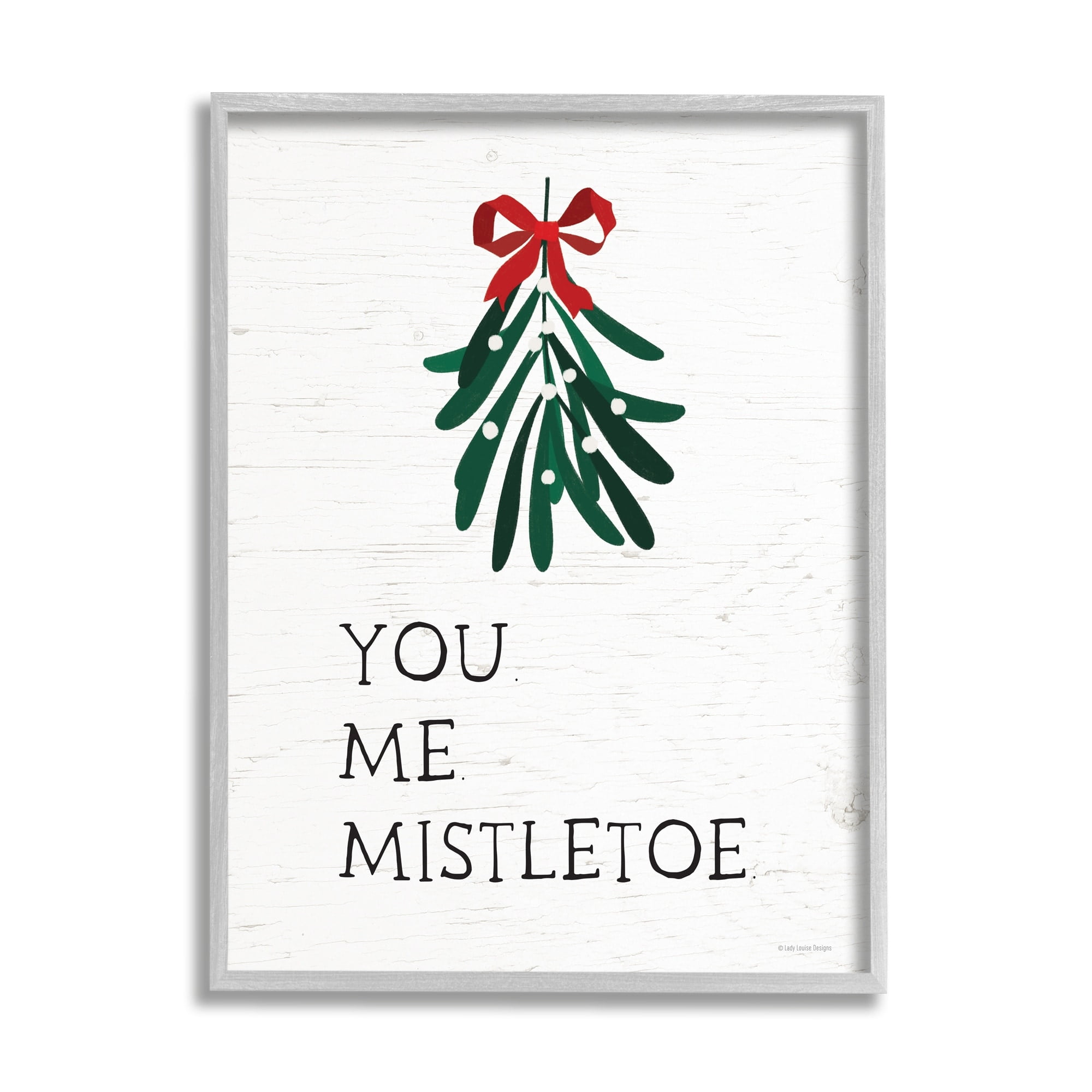 You Me Mistletoe Rustic Pattern Holiday Quote Inspirational Graphic Art Framed Art Print Wall Art