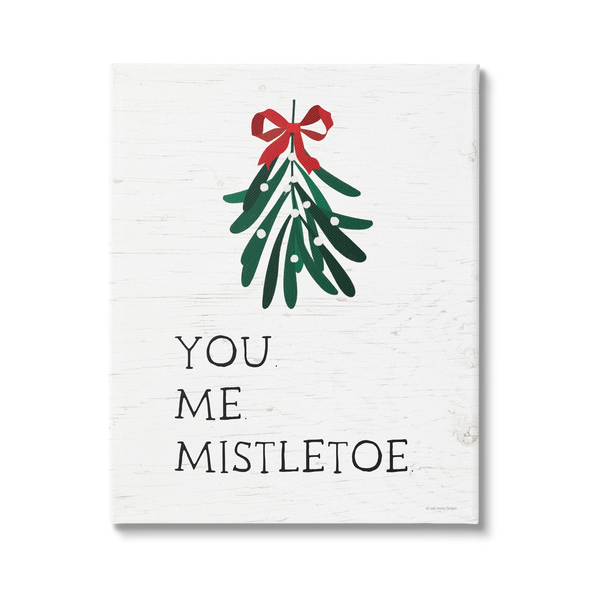 You Me Mistletoe Rustic Pattern Holiday Quote Inspirational Graphic Art Gallery-Wrapped Canvas Print Wall Art