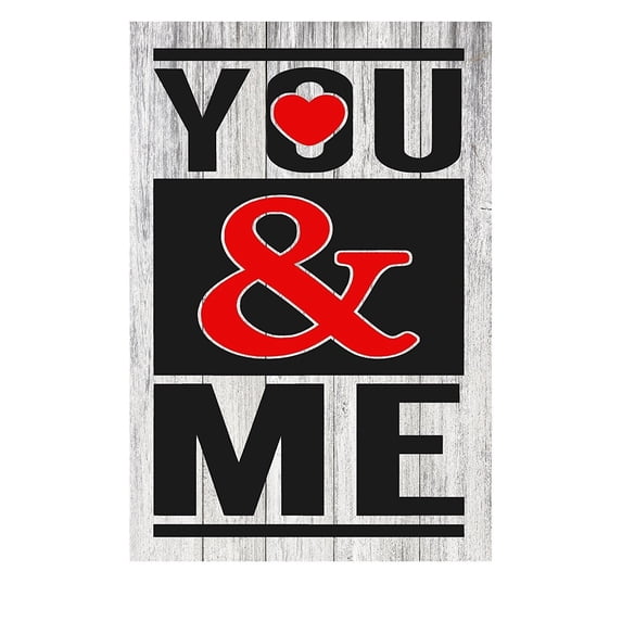 You & Me Rustic Metal Sign Home Decor Red & Black - 12" x 8"