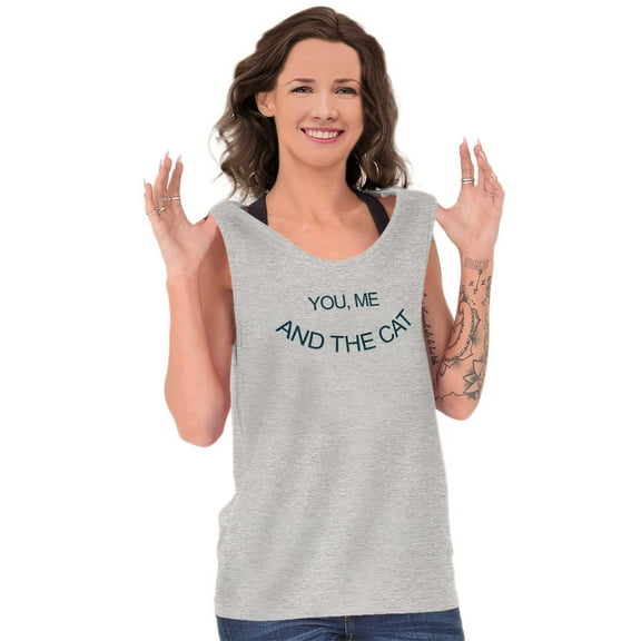You Me and the Cat Couples Pet Lovers Tank Top Tee Shirt Women Brisco Brands X