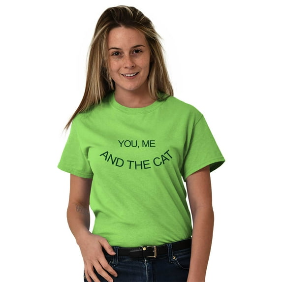 You Me and the Cat Couples Pet Lovers Women's Graphic T Shirt Tees Brisco Brands X