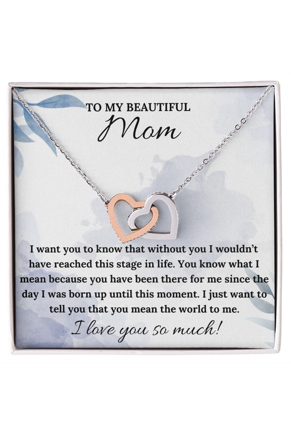 You Mean The World To Me, Interlocking Hearts Necklace For Mom, Multi Interlocking Heart Necklace