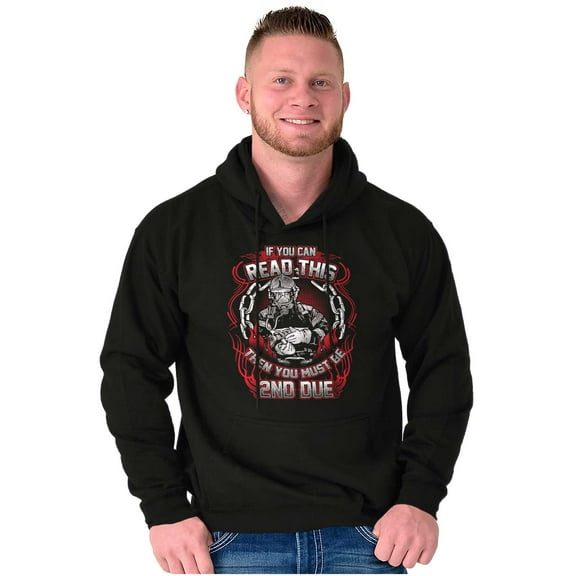 You Must Be 2nd Due Fire Fighter Men's Big & Tall Graphic Hoodie Brisco Brands 2X