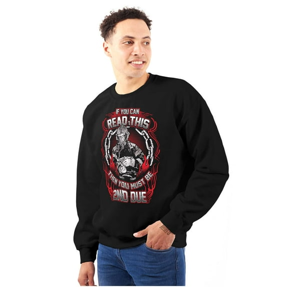 You Must Be 2nd Due Fire Fighter Men's Big & Tall Crewneck Sweatshirt Brisco Brands 5X