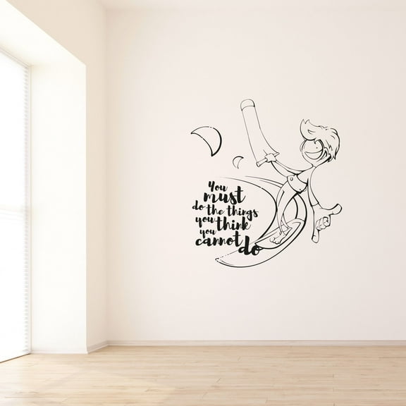 You Must Do The Things You Think You Cannot Do - Life Quote Cute Kite Boarding Silhouette Vinyl Design Wall Sticker Art Decal Boy Girl Kid Room Pool Area Bedroom Home Decoration Size (20x20 inch)