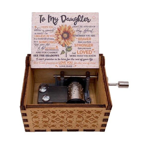 You are My Sunshine Wood Music Box Laser Engraved Vintage Wooden Musical Boxes Gifts for Birthday/Christmas/Valentine's Day/Mother's Day/Father's Day(Style14)