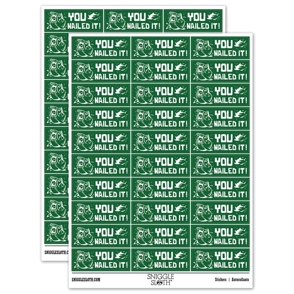 You Nailed It Hammerhead Shark Teacher Student School Sticker Set - Dark Green - Matte Finish - 1.75" Medium