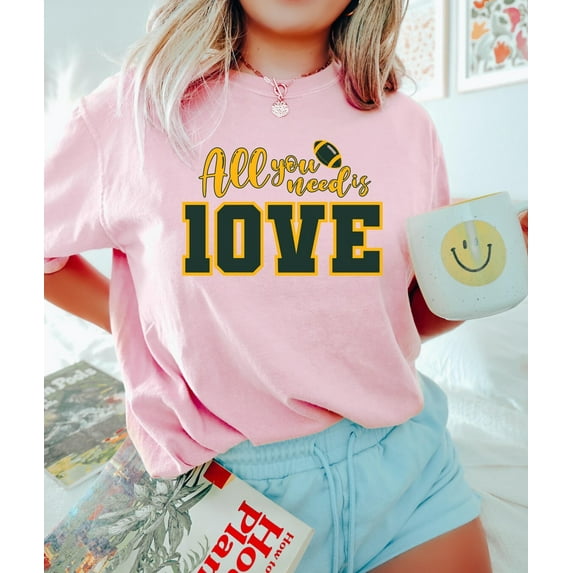 All You Need is Love Packers Comfort Colors Shirt, Unisex Shirt Gift For Her, All You Need Is Jordan Love Football Shirt, Gift For Her,Football Lover Shirt