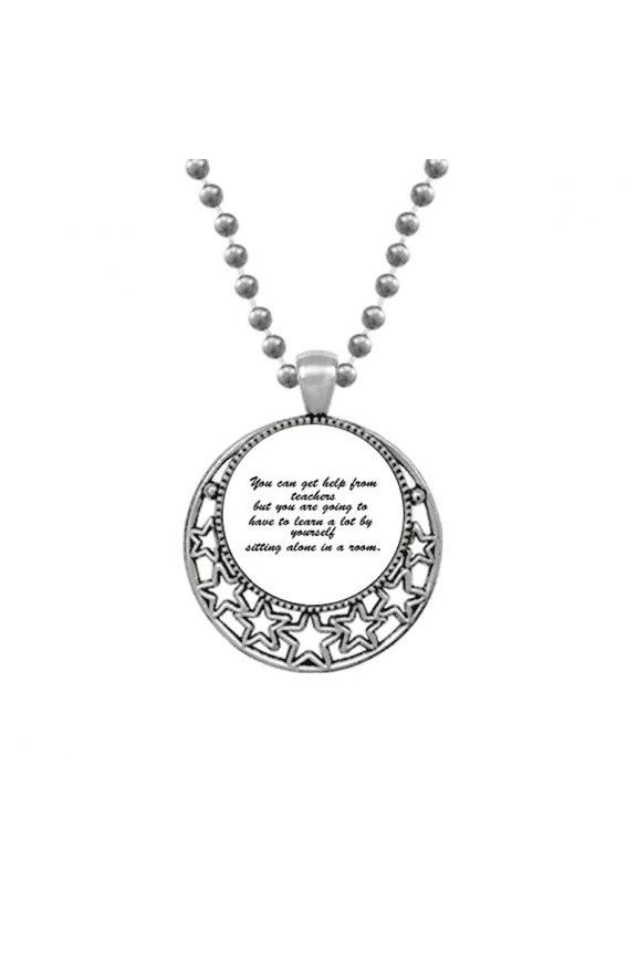 You Need To Study By Yourself Quote Necklaces Pendant Retro Moon Stars Jewelry