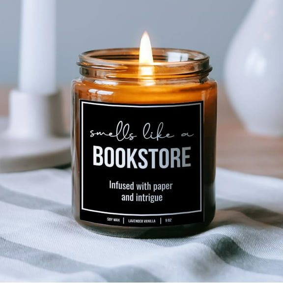 You Nique Designs Bookstore Candle - Soy Candles for Home, Scented Book Lovers Gifts, Funny Gifts for Women, 9 oz, Presents for Book Lovers Scented Candles (LibraryA)