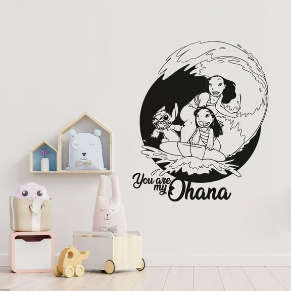 You Are My Ohana Quote Experiment 626 and Nani Surfing Vinyl Wall Sticker Art Decal Décor Home Room Kids Room Boys Girls Room Experiment 626 Living Room Decoration Size (10x8 inch)