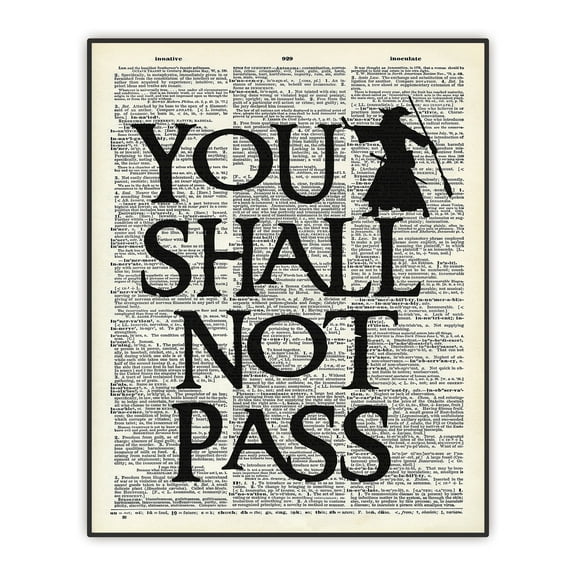 You Should Not Pass, Lord of the Rings Art, J.R.R. Tolkien Quote Poster, LOTR Dictionary Art Print, Kids Room Decor, Office Home Wall Decor, Funny Quote Poster, Unframed Print 8"x10"