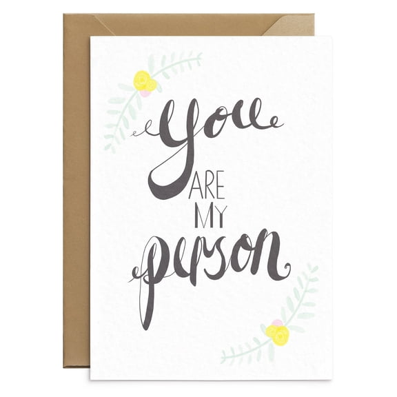 You Are My Person Greeting Card  Heartfelt Love Note with Floral Accents  Blank Inside, Includes Envelope  Perfect for Anniversary, Love Notes, or Just Because